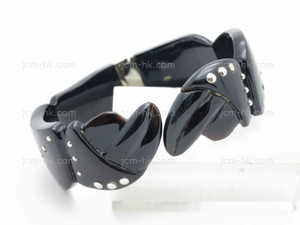 25mm Free Size Buffalo Horn Bangle & 925 Sterling Silver [z7933]