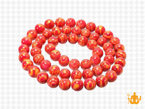 6mm Orange Lace Malachite Round Beads 15.5" synthetic [6r49h]
