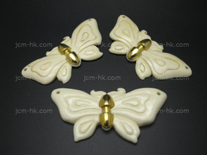 68X35mm Buffalo Bone Butterfly Part & Metal With Drill [z1758]
