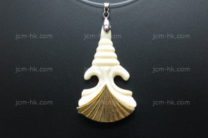 30x52mm Buffalo Bone Carved Designer Bead Pendant with Brass Setting [z5024]