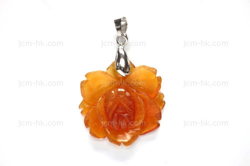 25x25mm Amber Horn flower Designer Bead Pendant [z7389]