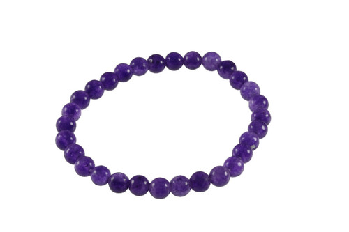 4mm Amethyst Elastic Bracelet 7.5" Natural Dyed [b1d11]