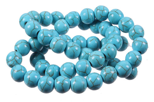 8mm Blue Turquoise Round Beads 15.5" stabilized [8d21]