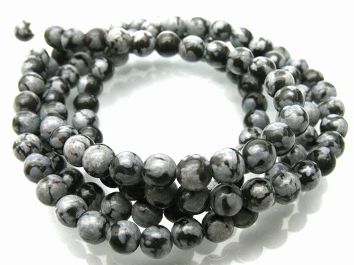 8mm Snowflake Obsidian Round Beads 15.5" natural [8b25]