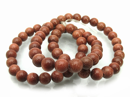 8mm Goldstone Round Beads 15.5" synthetic [8b96]