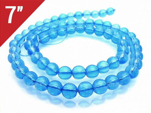 4mm Aquamarine Round Loose Beads About 7" synthetic [i4a34]