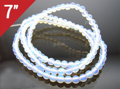 4mm Moonstone Opalite Round Loose Beads About 7" synthetic [i4a43]