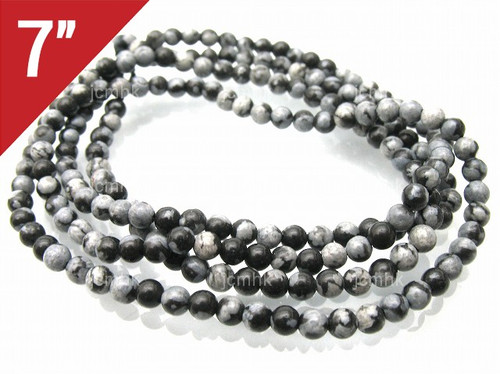 4mm Snowflake Obsidian Round Loose Beads About 7" natural [i4b25]