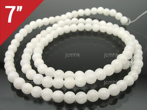 4mm Snow Jade Round Loose Beads About 7" natural [i4b40]