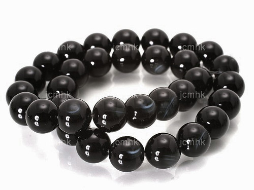 8mm Black Agate Round Beads 15.5" natural [8f16]