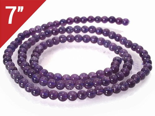 4mm Amethyst Round Loose Beads About 7" dyed [i4d11]