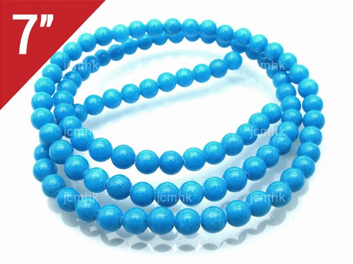 4mm Blue Turquoise Round Loose Beads About 7" stabilized [i4d24]