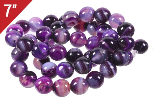 4mm Purple Stripe Agate Round Loose Beads About 7" dyed [i4f24]