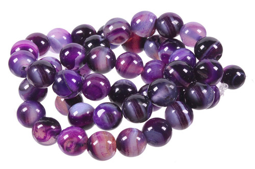 8mm Purple Stripe Agate Round Beads 15.5" dyed [8f24]