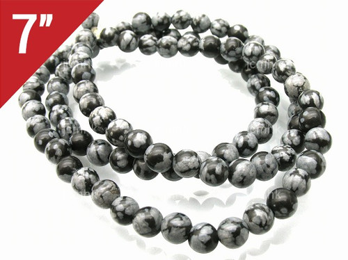 6mm Snowflake Obsidian Round Loose Beads About 7" natural [i6b25]