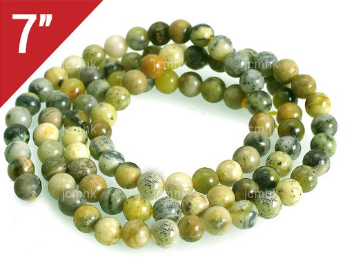 6mm Yellow Serpentine Round Loose Beads About 7" natural [i6b33]
