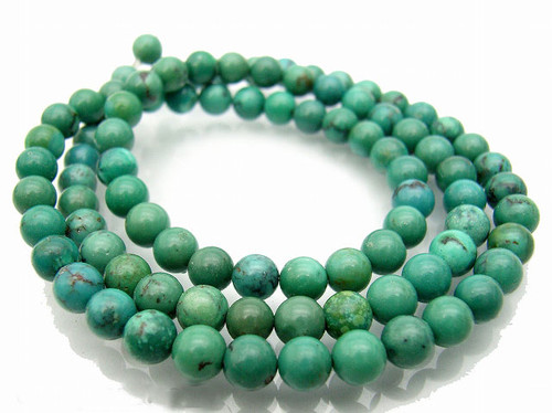 8mm Green Turquoise Round Beads 15.5" stabilized [8d22]