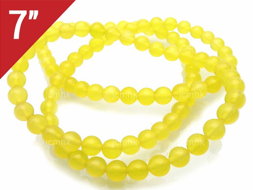 6mm Yellow Chalcedony Round Loose Beads About 7" natural [i6b92]