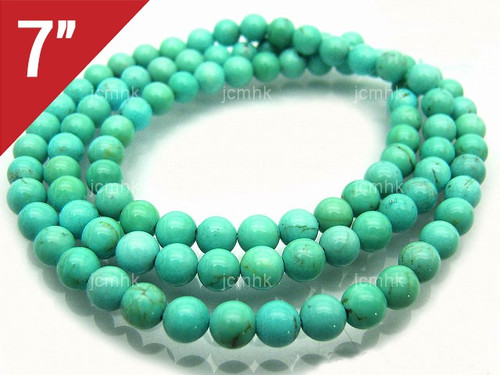 6mm Green Turquoise Round Loose Beads About 7" stabilized [i6d22]