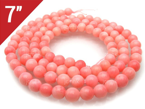 5.3-5.8mm Pink Coral Round Loose Beads About 7" dyed [i6d38]