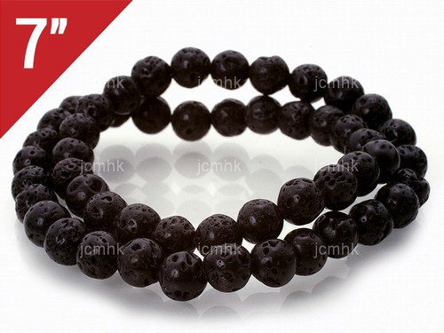 6mm Volcano Black Lava Round Loose Beads About 7" natural [i6d50]