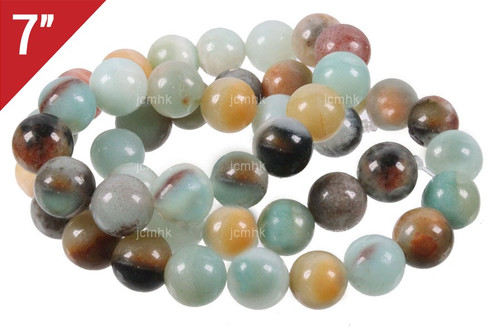 6mm Gold Black Amazonite Round Loose Beads About 7" natural [i6r36]