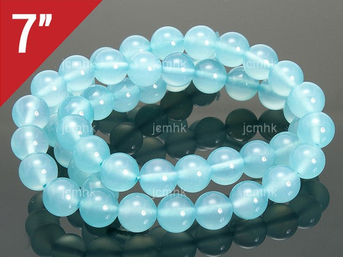 8mm Aqua Quartz Round Loose Beads About 7" synthetic [i8a70]