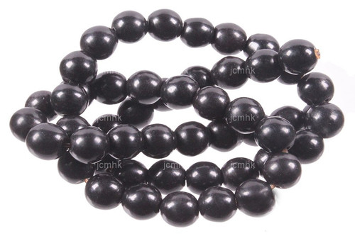 8mm Black Magnesite Round Beads 15.5" [8tk]