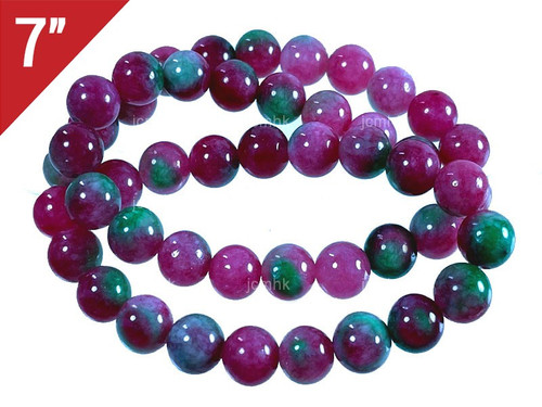 8mm Red Fusion Jade Round Loose Beads About 7" dyed [i8b5c]