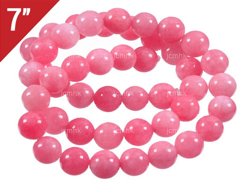 8mm Pink Jade Round Loose Beads About 7" dyed [i8b5f]