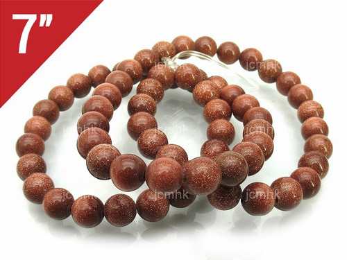 8mm Goldstone Round Loose Beads About 7" synthetic [i8b96]