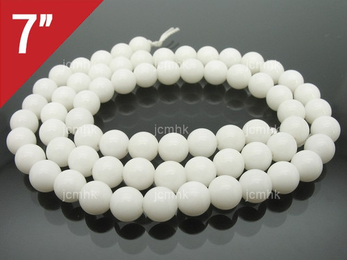 6.2-7mm White Coral Round Loose Beads About 7" natural [i8d37]
