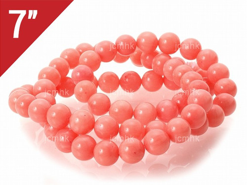 6.2-7mm Pink Coral Round Loose Beads About 7" dyed [i8d38]