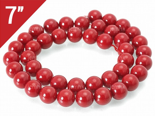 6.2-7mm Red Coral Round Loose Beads About 7" dyed [i8d39]
