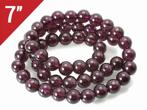 7-8mm Garnet Round Loose Beads About 7" A Grade natural [i8m2]