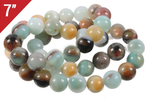 8mm Gold Black Amazonite Round Loose Beads About 7" natural [i8r36]