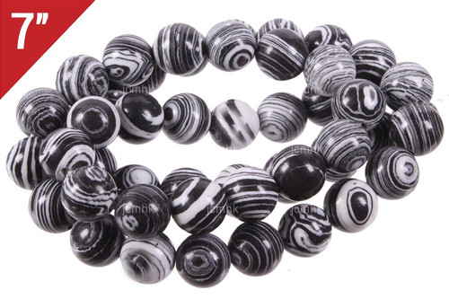 8mm Black Lace Malachite Round Loose Beads About 7" synthetic [i8r49k]