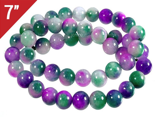 10mm Purple Fusion Jade Round Loose Beads About 7" dyed [i10b5a]