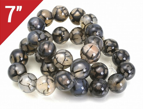 10mm Black Fire Agate Round Loose Beads About 7" natural [i10f17]