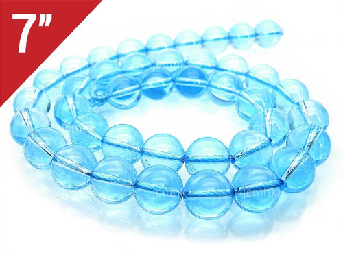 12mm Aquamarine Round Loose Beads About 7" synthetic [i12a34]