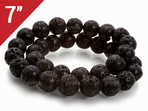 12mm Volcano Black Lava Round Loose Beads About 7" natural [i12d50]