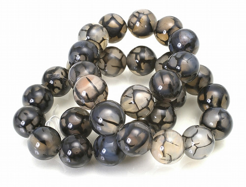 8mm Black Fire Agate Round Beads 15.5" natural [8f17]