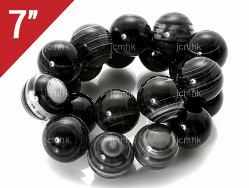12mm Black Stripe Agate Round Loose Beads About 7" dyed [i12f26]