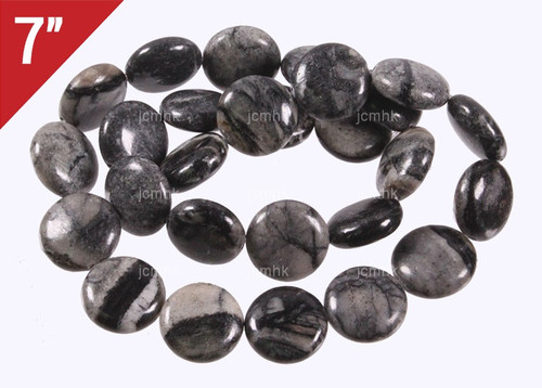 15mm Picasso Jasper Puff Coin Loose Beads 7" natural [is4b20-15]