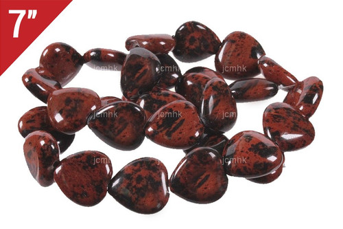 14mm Mahogany Obsidian Heart Loose Beads 7" [is518]