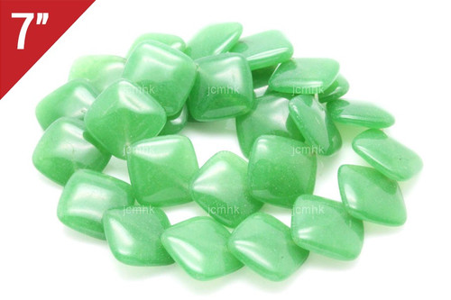 16mm Green Aventurine Diamond Disc Loose Beads 7" [is550]
