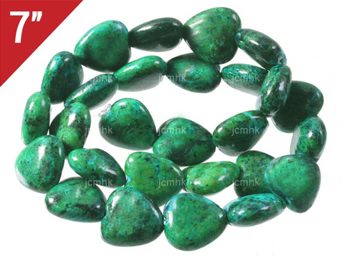 16mm Azurite Chrysocolla Heart Loose Beads 7" [is581]