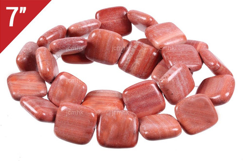 15mm Red Malachite Puff Square Loose Beads 7" natural [is5a17-15]