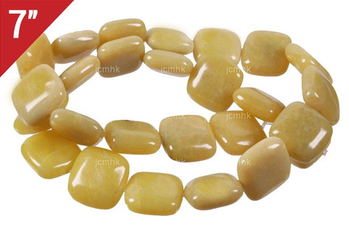 15mm Olive Jade Puff Square Loose Beads 7" natural [is5b38-15]