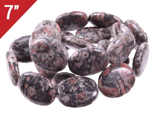 15x20mm Fossil Jasper Puff Oval Loose Beads 7" natural [is7b37-15]